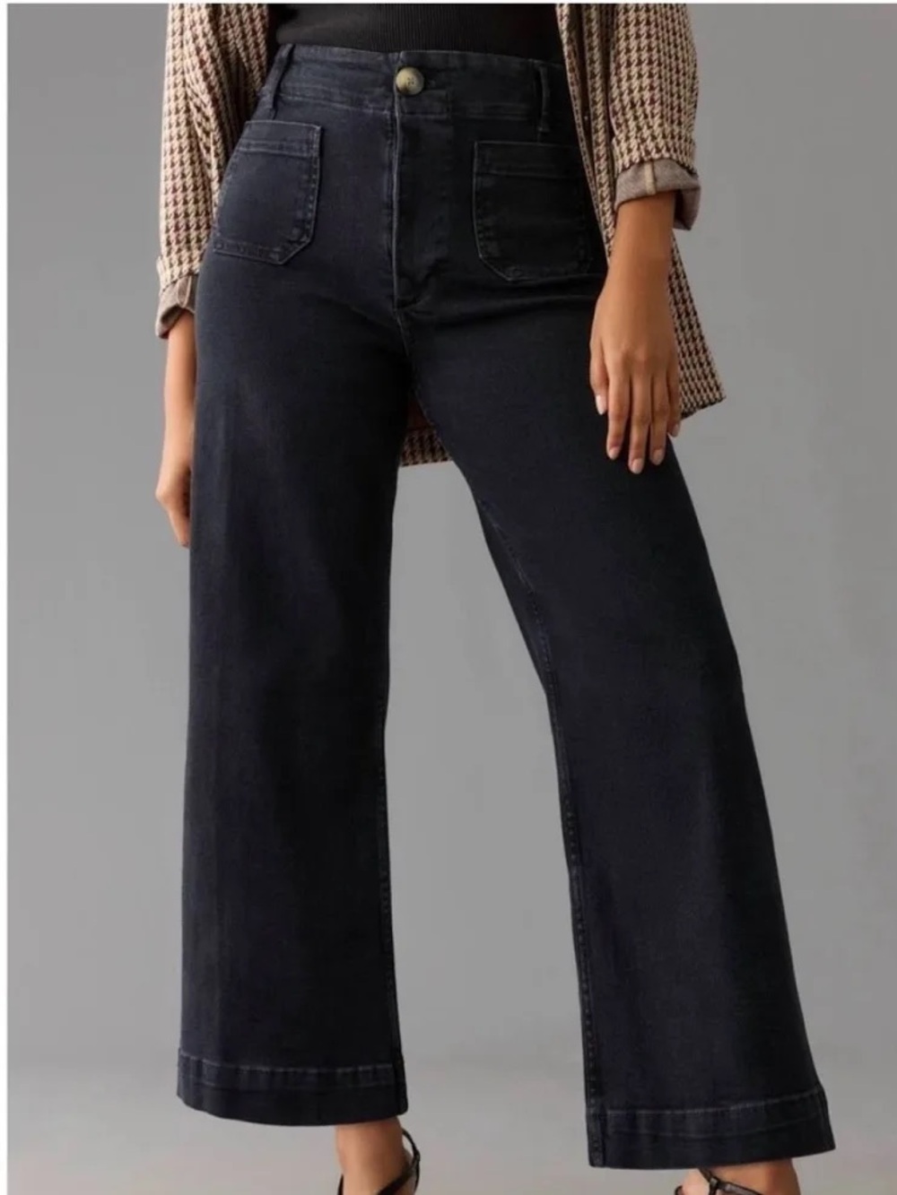 Anthropologie Pilcro The Skipper Black Wash Wide Leg Jeans Size 27